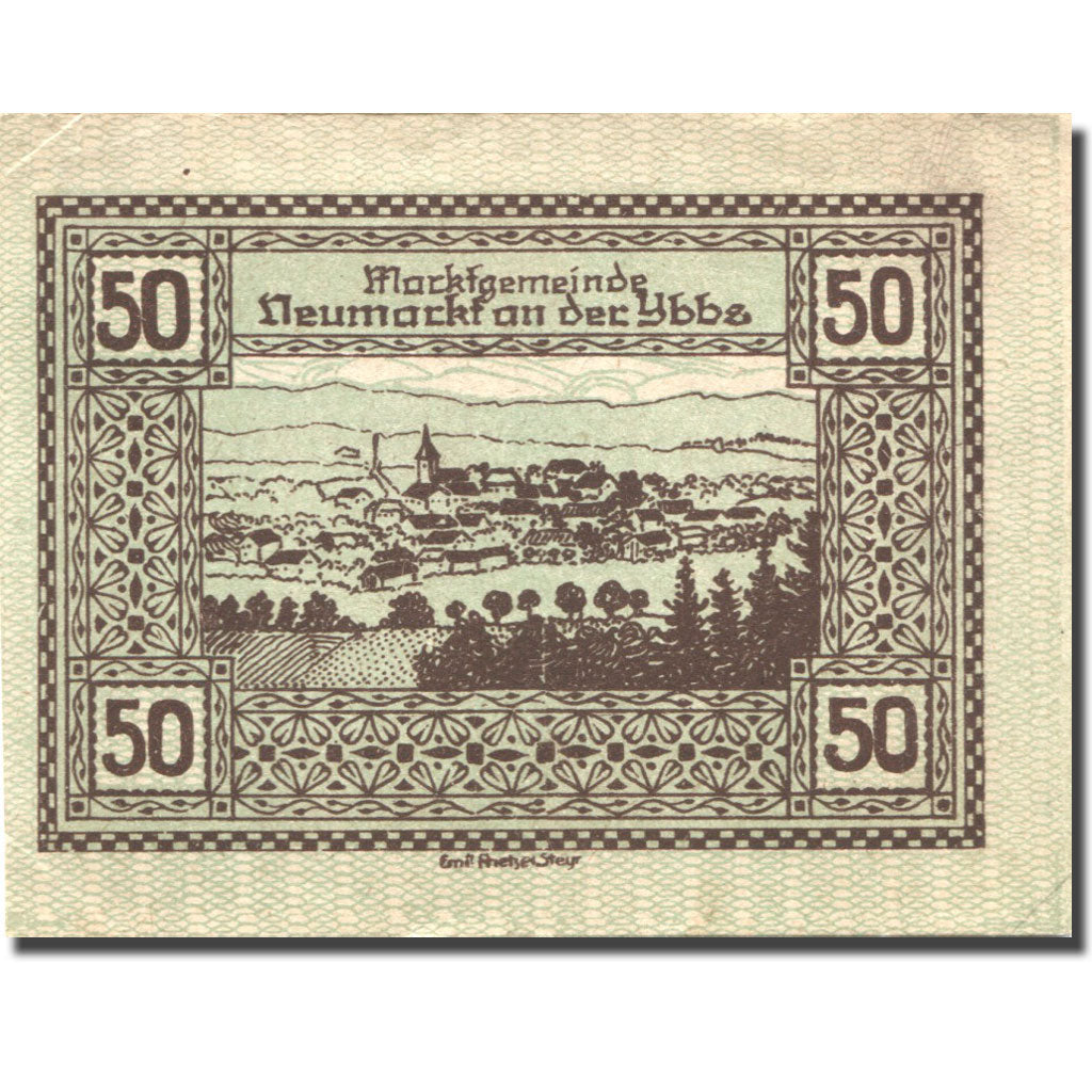 Billet, Autriche, Neumarkt an der ybbs, 50Heller paysage, 1920 SUP+ Mehl:FS 663a