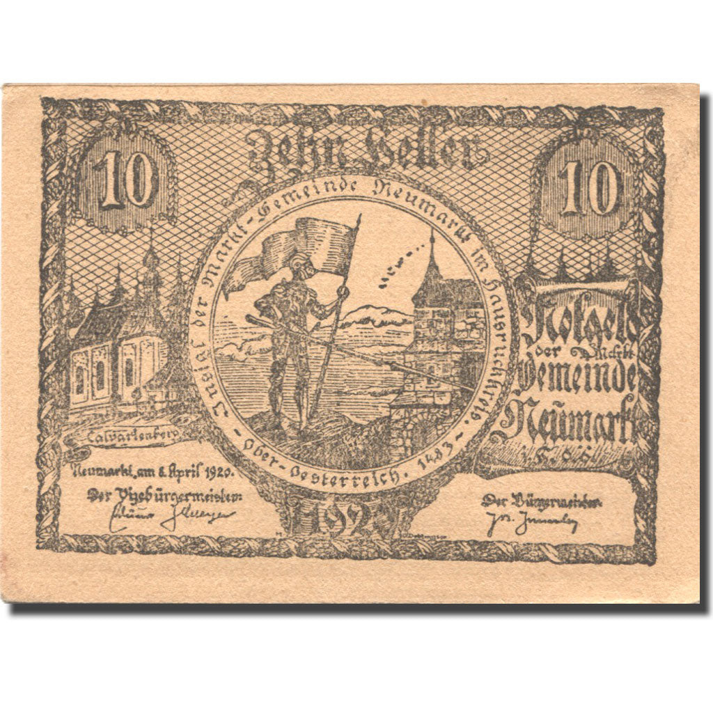 Banconote, Austria, Neumarkt, 10 Heller, château, 1920 SPL Mehl:FS 662a