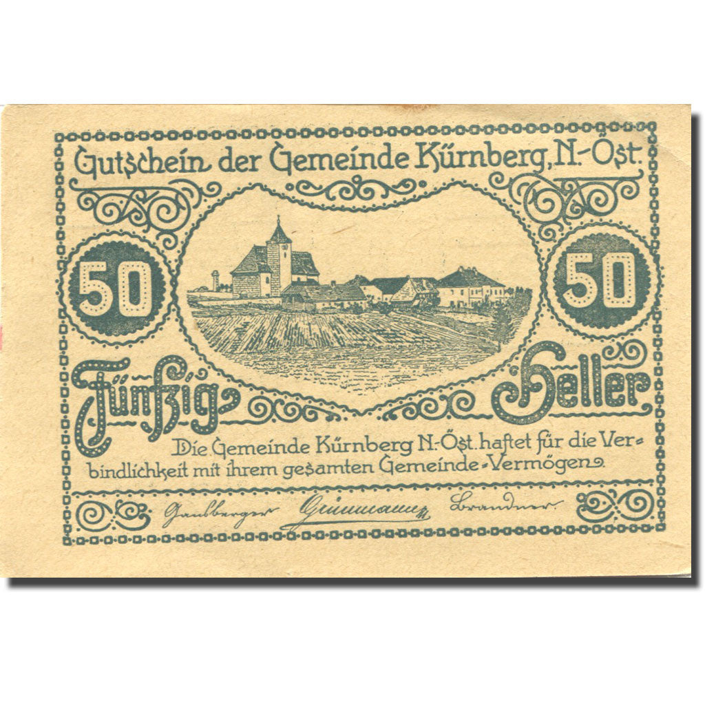 Nota, Áustria, Kürnberg, 50 Heller, château, 1920 AU(55-58) Mehl:FS 490a