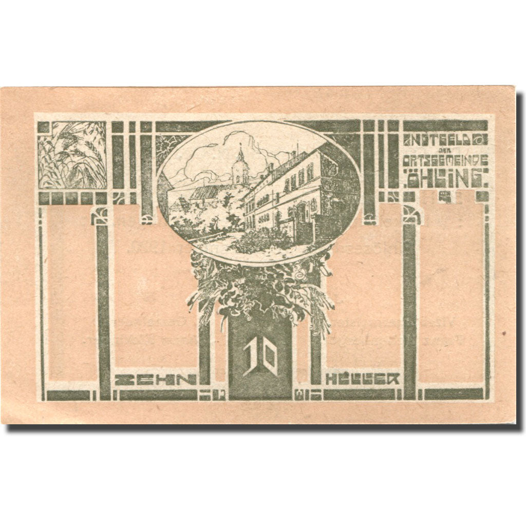 Geldschein, Österreich, Oehling, 10 Heller, village, 1920 UNZ- Mehl:FS 707A