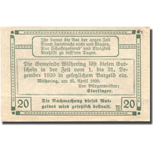 Banconote, Austria, Wilhering, 20 Heller, Eglise 1920-12-31, SPL Mehl:FS 1236