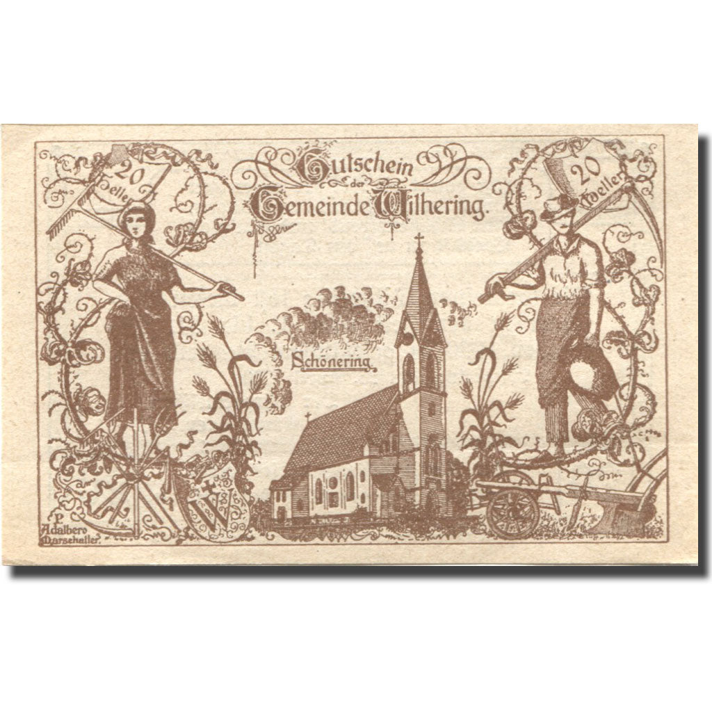 Banconote, Austria, Wilhering, 20 Heller, Eglise 1920-12-31, SPL Mehl:FS 1236