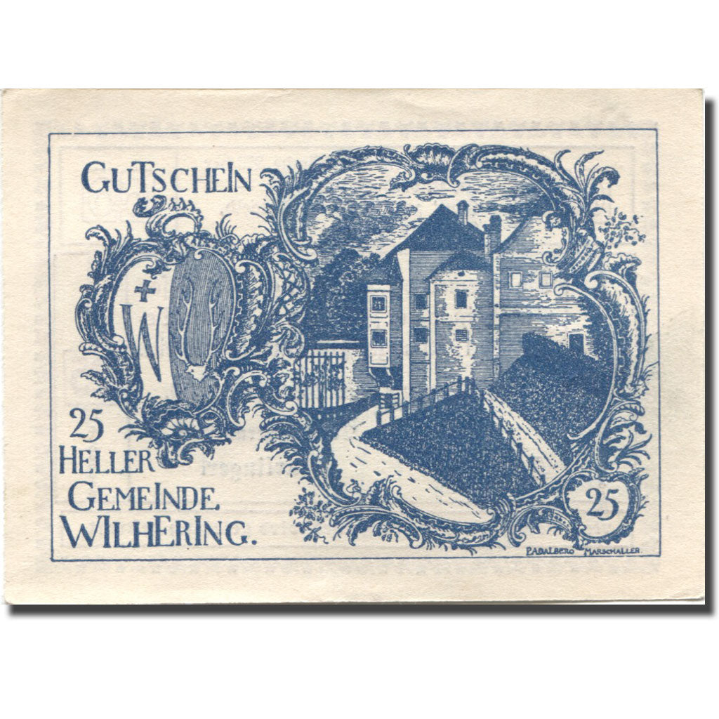 Geldschein, Österreich, Wilhering, 25 Heller, château, 1920, UNZ- Mehl:FS 1236