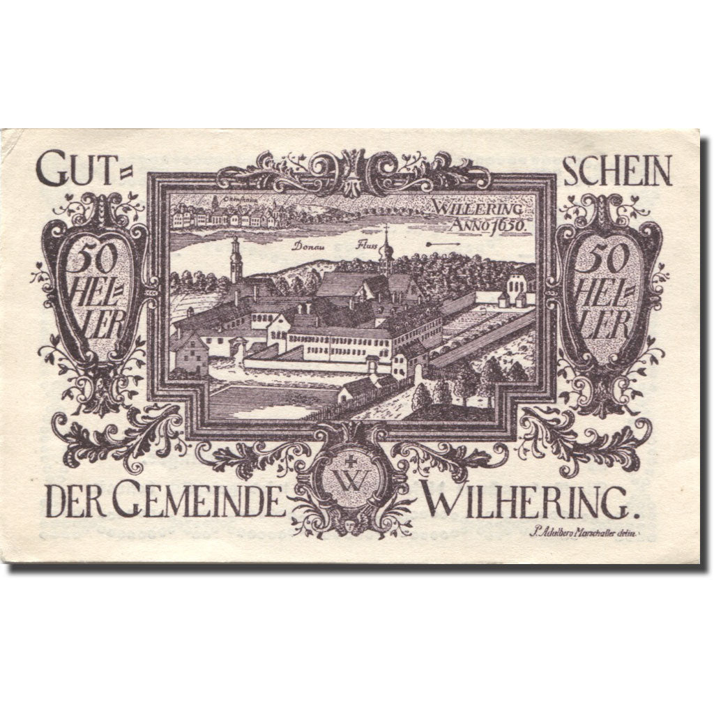 Billet, Autriche, Wilhering, 50 Heller, château 1920-12-31, SUP Mehl:FS 1236