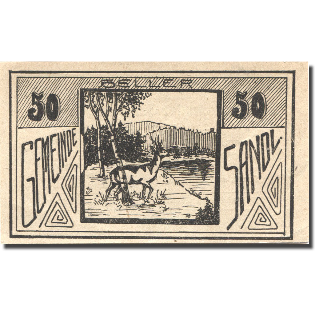 Banconote, Austria, Sandl, 50 Heller, Forêt 1920-09-30, SPL Mehl:FS 874Ia