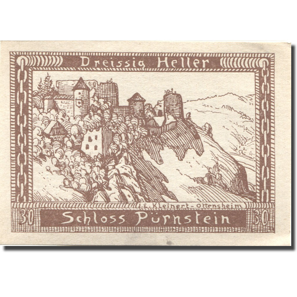 Banconote, Austria, Pürnstein, 30 Heller, château, 1920 SPL Mehl:FS 802a