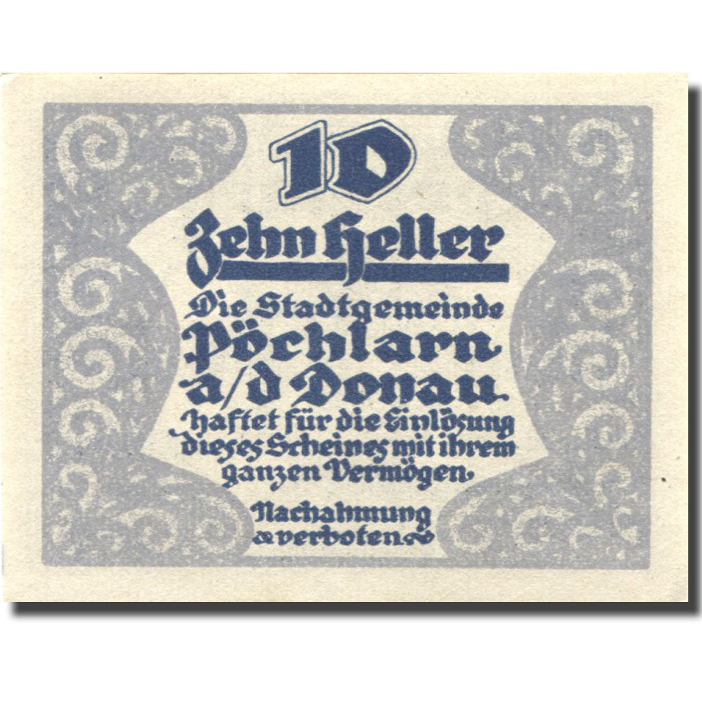 Banconote, Austria, Pöchlarn, 10 Heller, Blason 1920-10-15, SPL, Mehl:FS 755IV