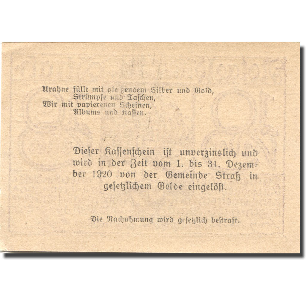 Geldschein, Österreich, Strass, 10 Heller, pont, 1920, UNZ- Mehl:FS 1047