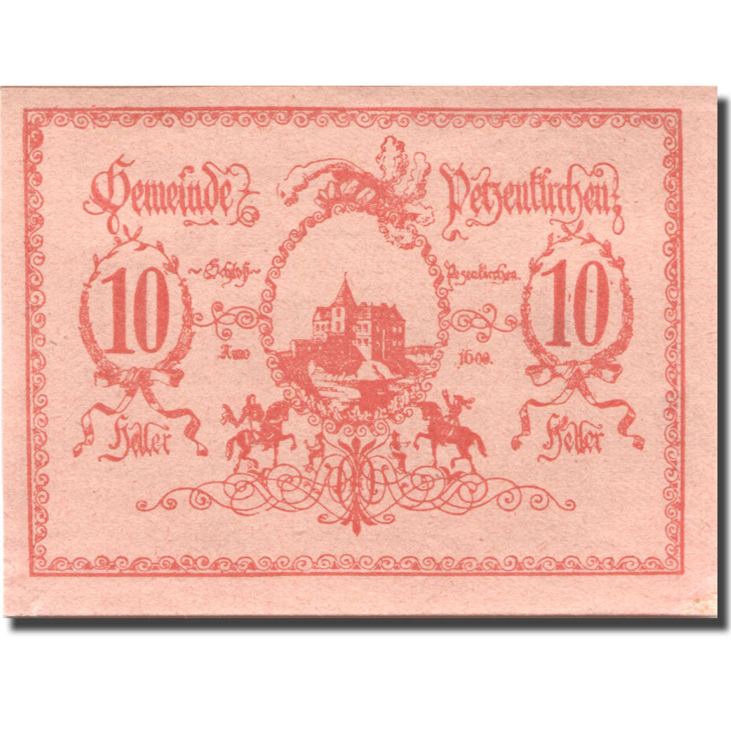 Banconote, Austria, Petzenkirchen, 10Heller, village, 1920 pink SPL Mehl:FS 740a