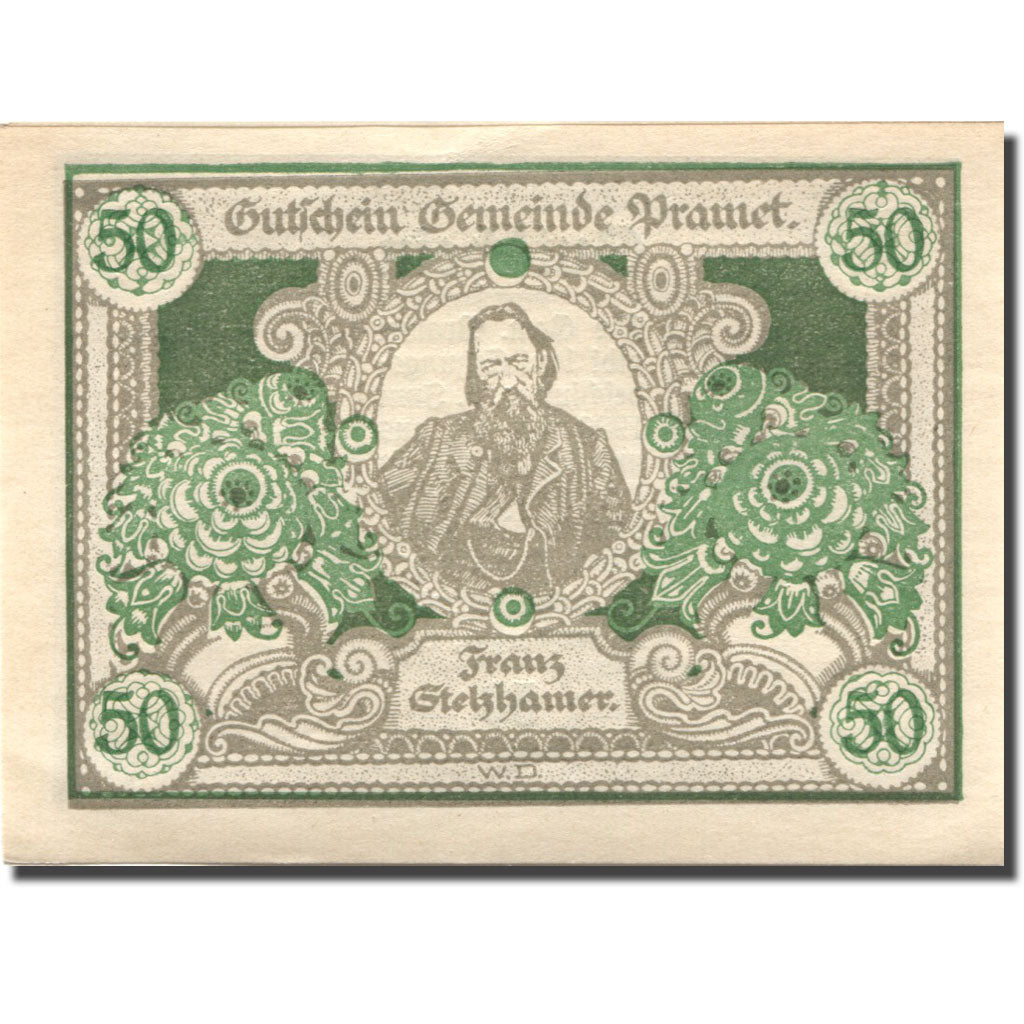 Banconote, Austria, Pramet, 50 Heller, personnage, 1920 SPL Mehl:FS 781b