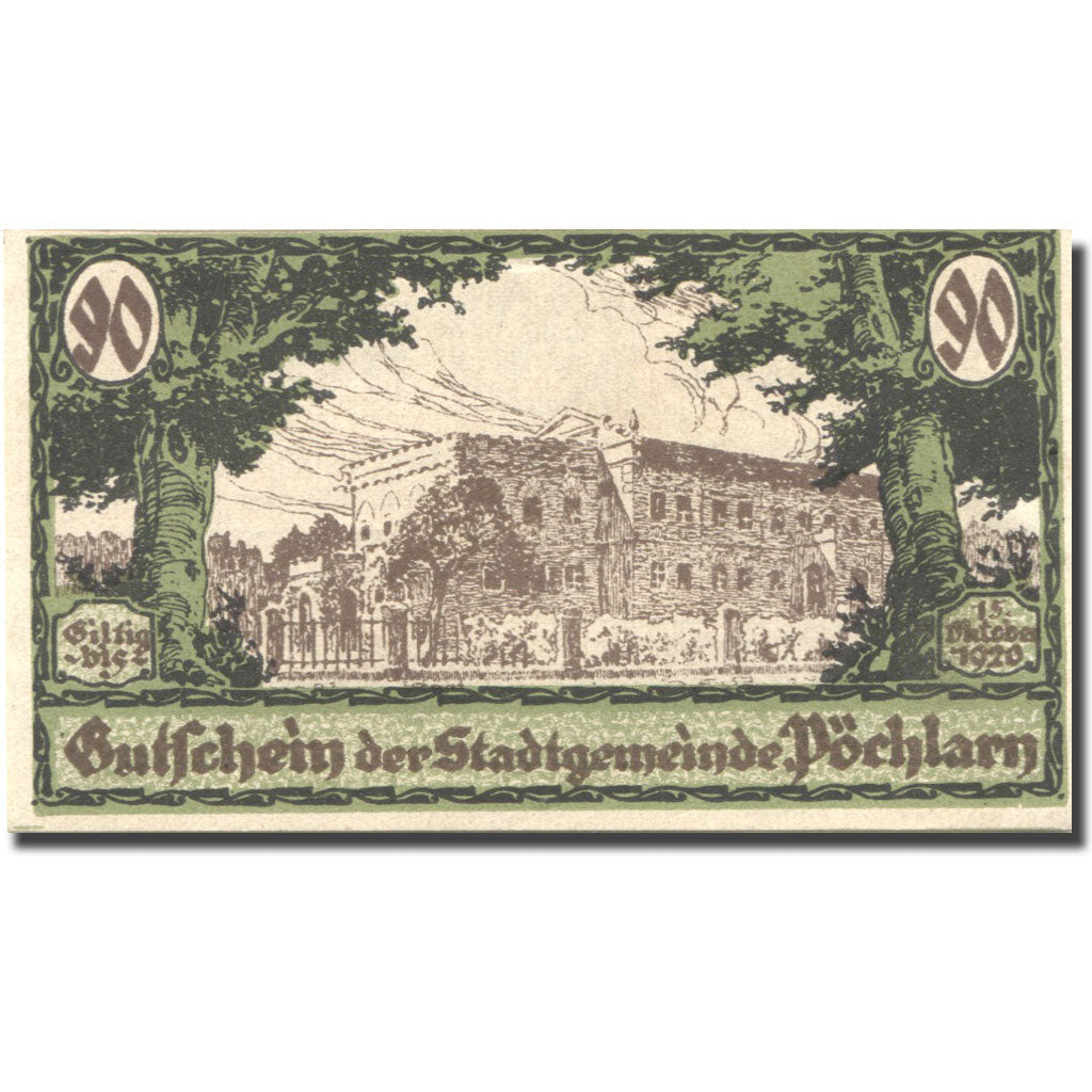 Banconote, Austria, Pöchlarn, 90 Heller, château 1920-10-15, SPL Mehl:FS 755IV