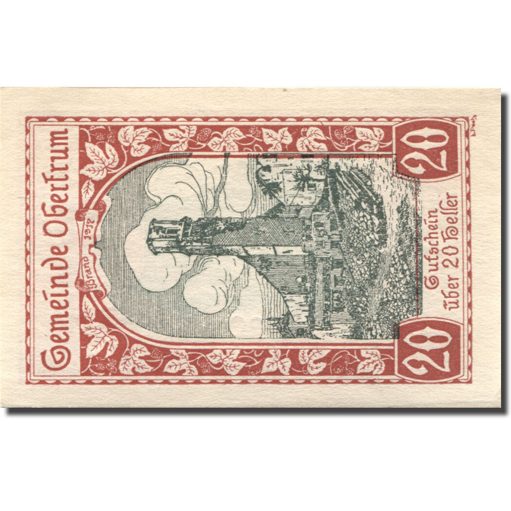 Banconote, Austria, Obertrum, 20 Heller, château, 1920, SPL Mehl:FS 695a