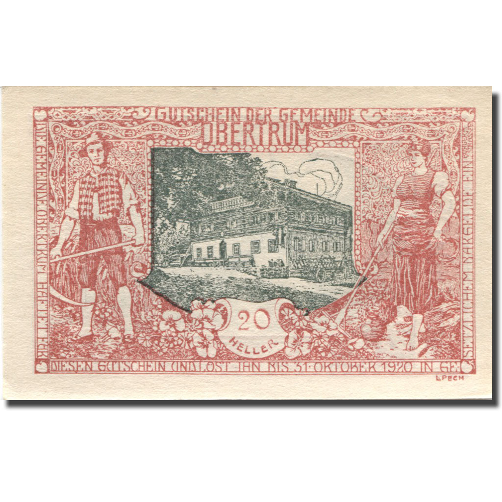 Banconote, Austria, Obertrum, 20 Heller, château, 1920, SPL Mehl:FS 695a