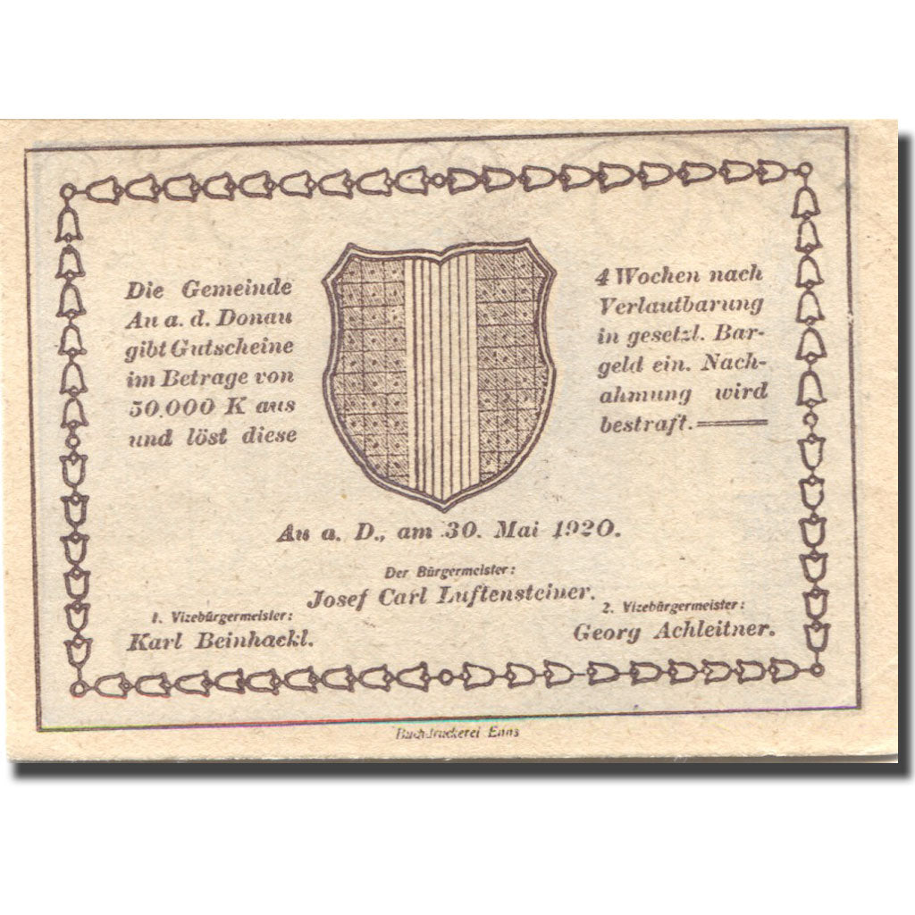 Banconote, Austria, Au a.d D, 20 Heller, ferme 1920-05-30, SPL Mehl:FS 64