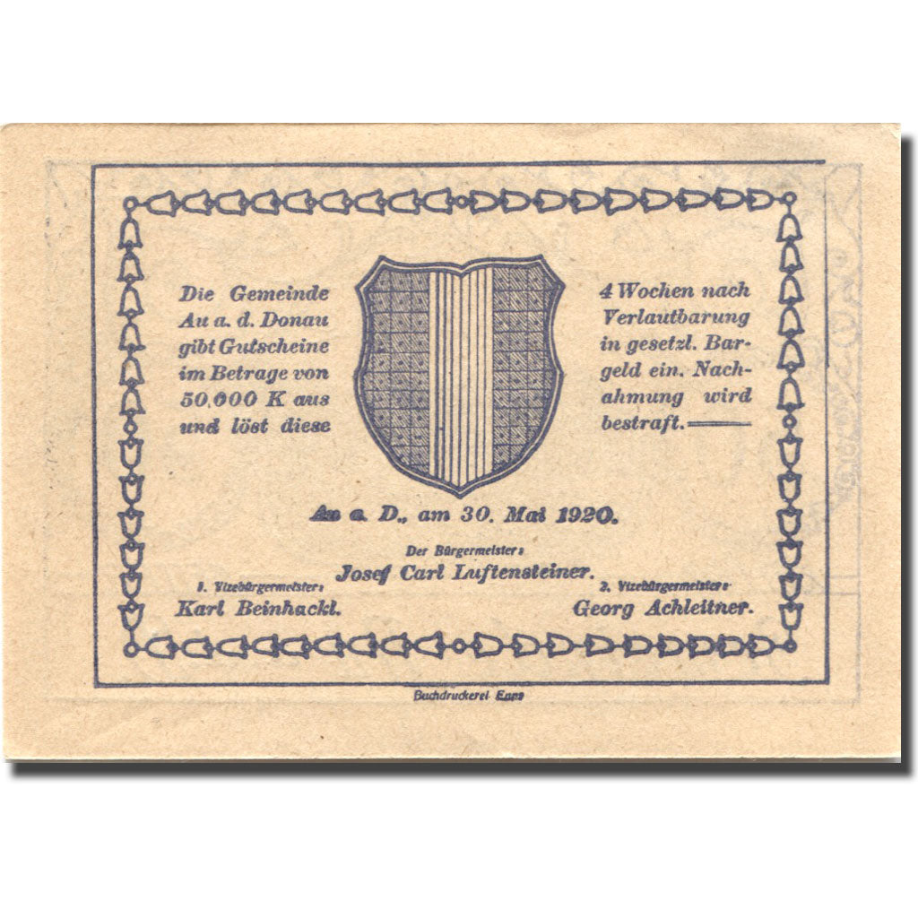 Banconote, Austria, Au a.d D, 50 Heller, scierie 1920-05-30, SPL Mehl:FS 64