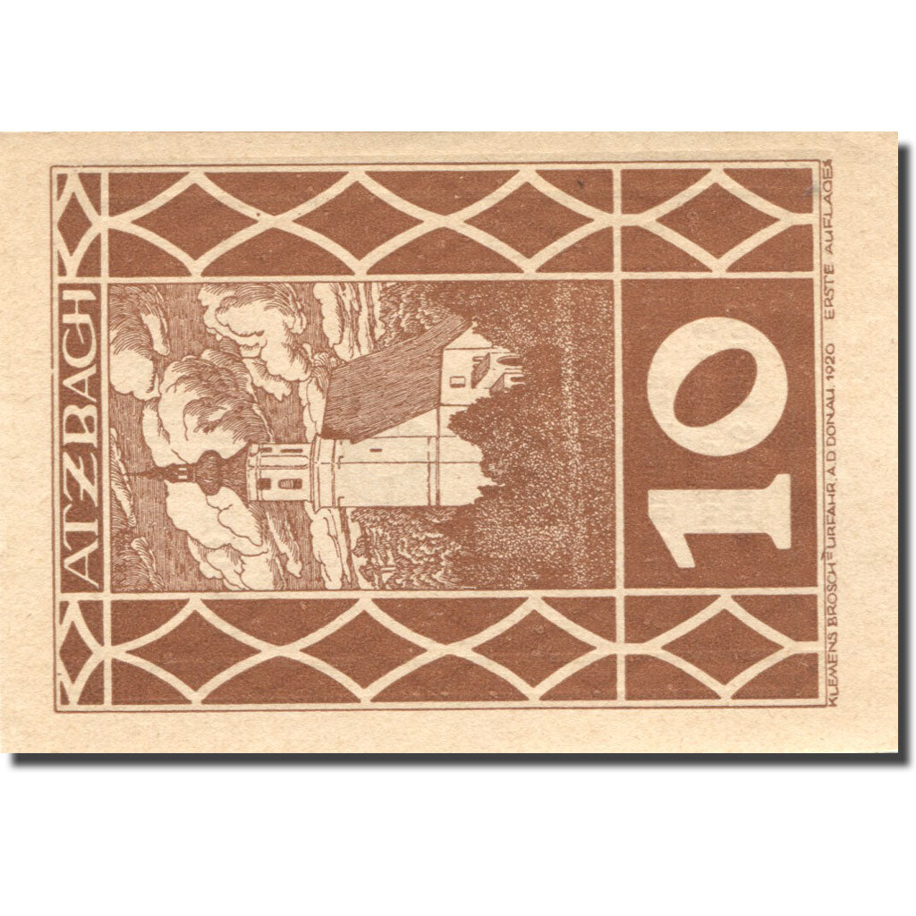Banconote, Austria, Atzbach, 10 Heller, Eglise, SPL brown Mehl:FS 62a