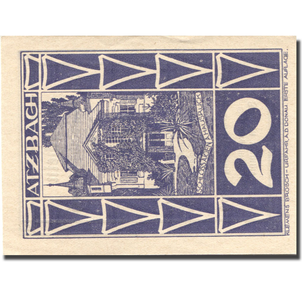 Banconote, Austria, Atzbach, 20 Heller, manoir, SPL blue Mehl:FS 62a