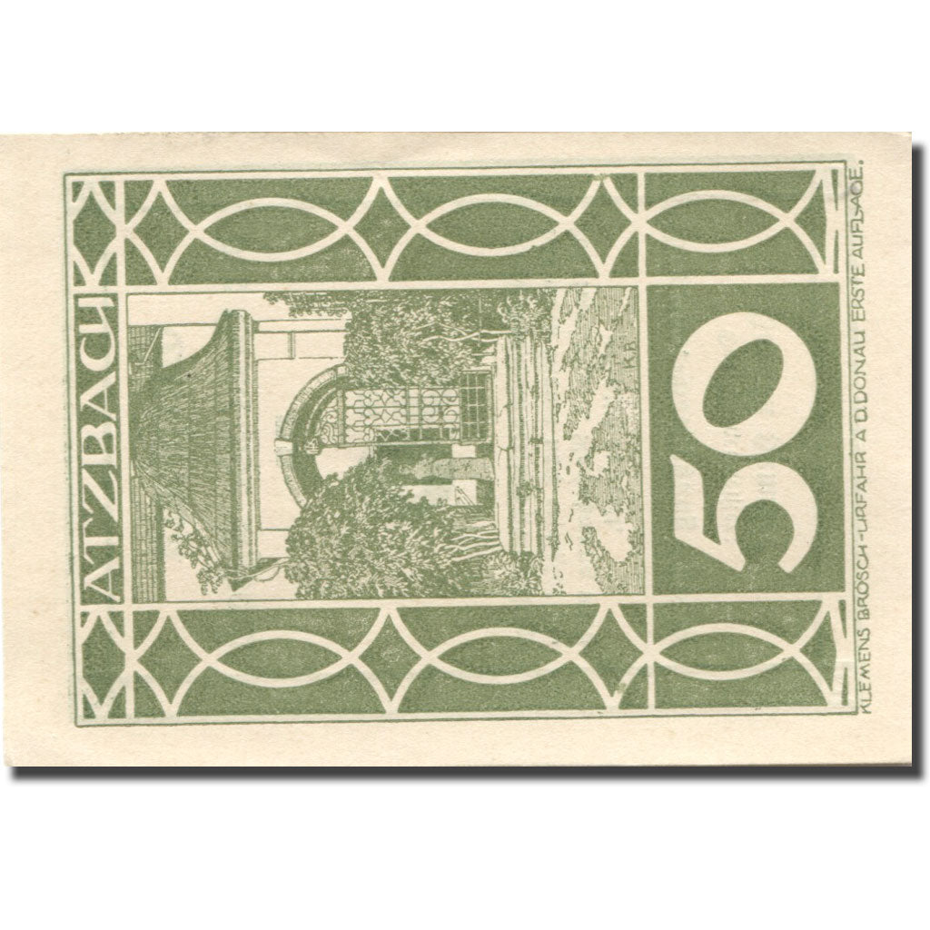 Geldschein, Österreich, Atzbach, 50 Heller, château, UNZ- grün Mehl:FS 62a