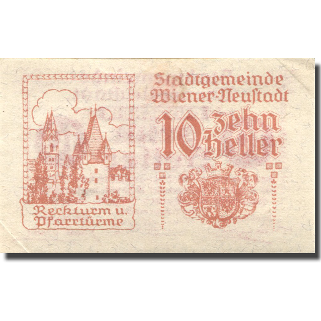 Banconote, Austria, Neustadt, 10 Heller, château, 1920, SPL Mehl:FS 1230b