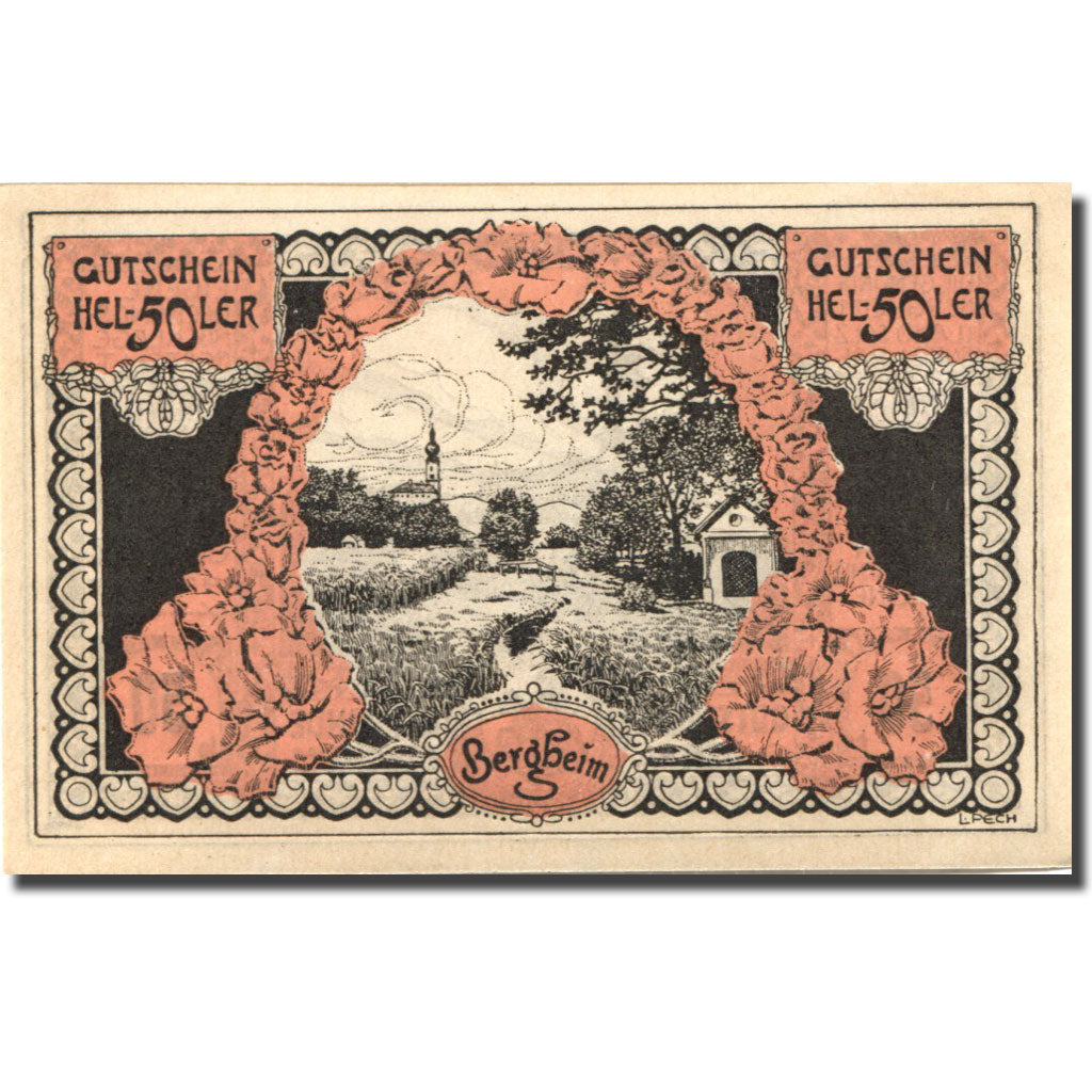 Banconote, Austria, Bergheim, 50 Heller, Eglise 1920-10-31, SPL Mehl:FS 821a