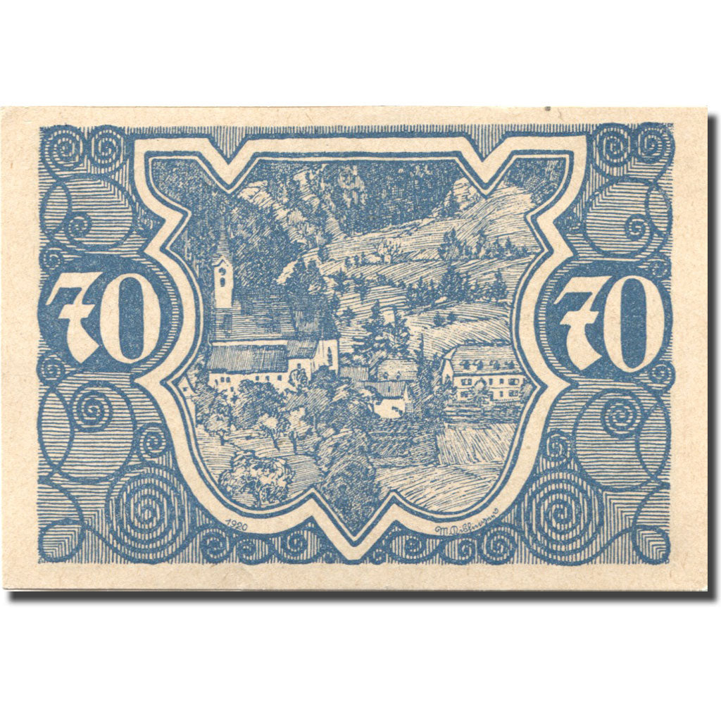 Geldschein, Österreich, Vorderstoder, 70 Heller, paysage, 1920 UNZ Mehl:FS 1120