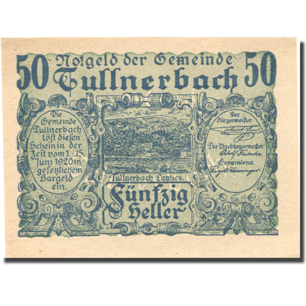 Banconote, Austria, Tullnerbach, 50 Heller, Forêt, 1920, SPL Mehl:FS 1084
