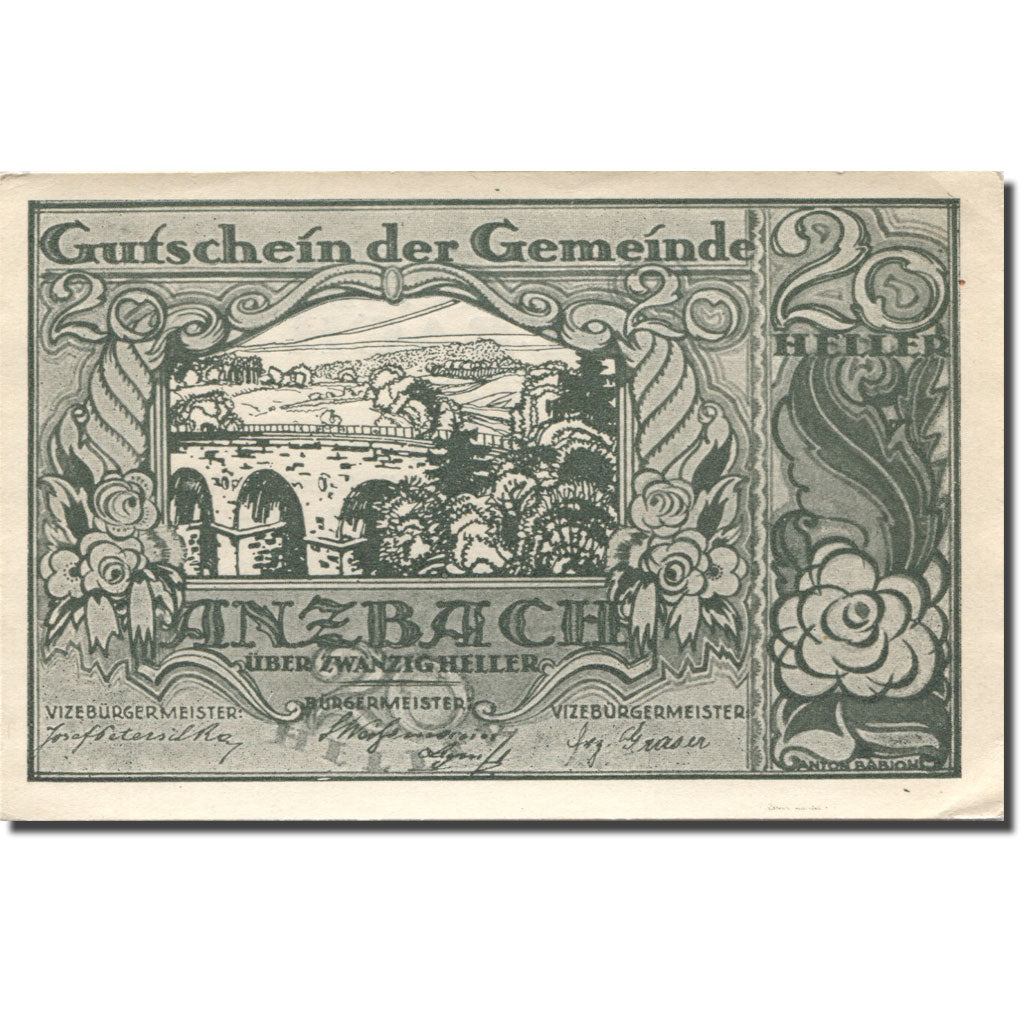 Banconote, Austria, Anzbach, 20 Heller, pont 1920-09-15, SPL- Mehl:FS 48IBd