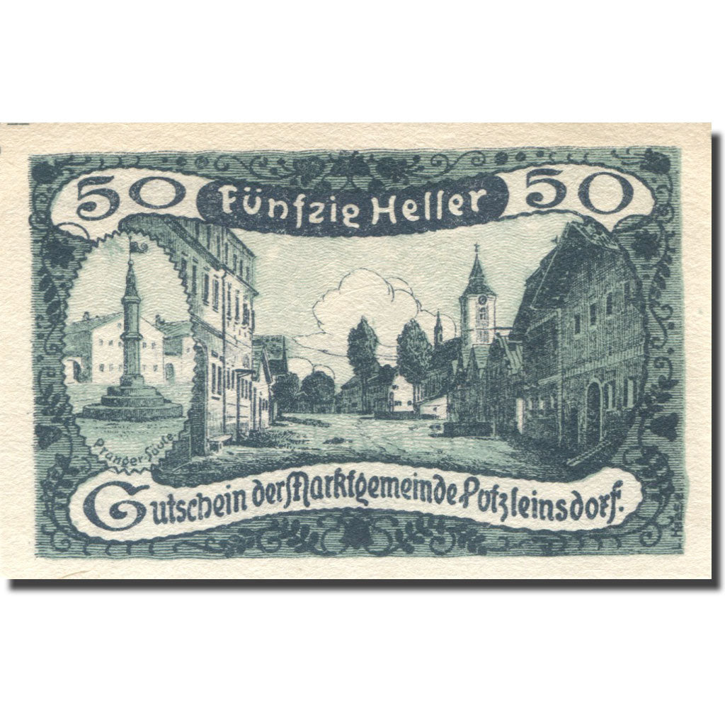 Banconote, Austria, Putzleinsdorf, 50 Heller, village, 1920 SPL Mehl:FS 804a