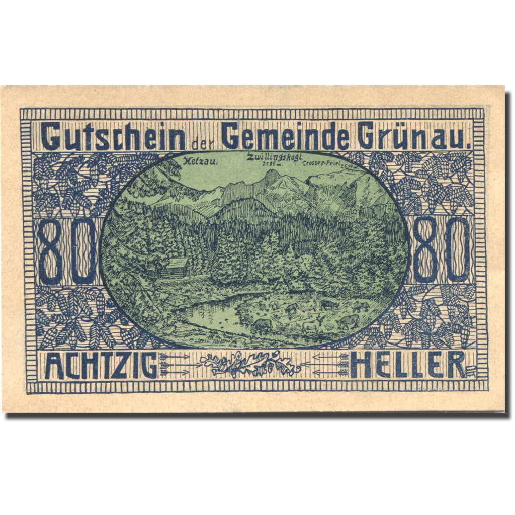 Banconote, Austria, Grünau, 80 Heller, Forêt 1920-07-01, SPL Mehl:FS 300c