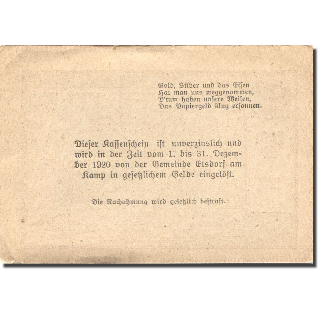 Banconote, Austria, Etsdorf, 20 Heller, château, 1920 SPL- Mehl:FS 190a