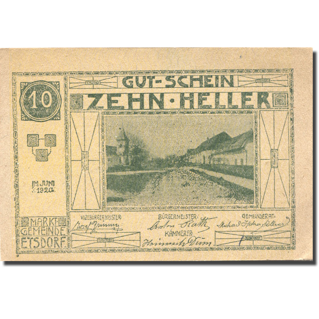 Banconote, Austria, Etsdorf, 10 Heller, rue 1920-12-31, SPL-, Mehl:FS 190a