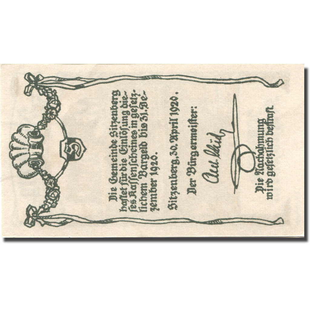 Geldschein, Österreich, Sitzenberg, 50 Heller, château, 1920 UNZ Mehl:FS 1002