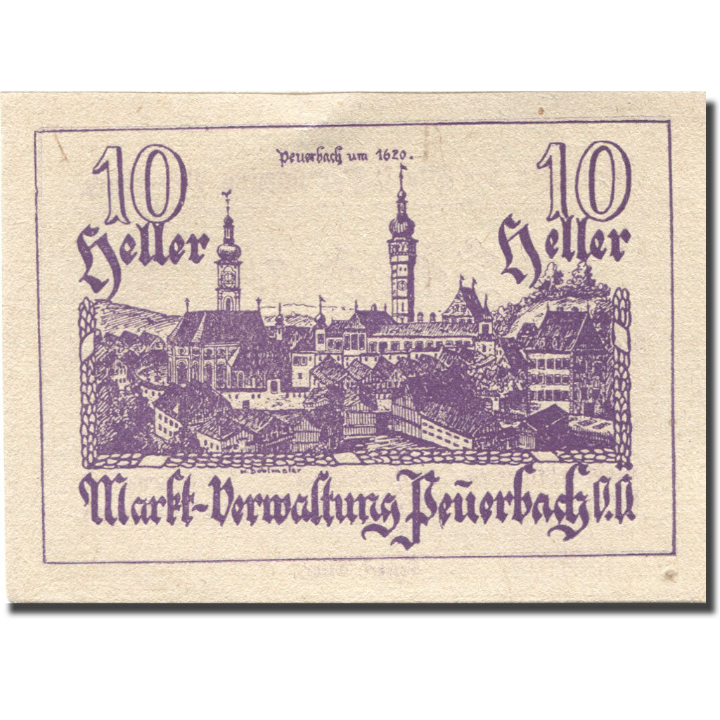 Geldschein, Österreich, Peuerbach, 10 Heller, château, 1920, VZ+ Mehl:FS 742I