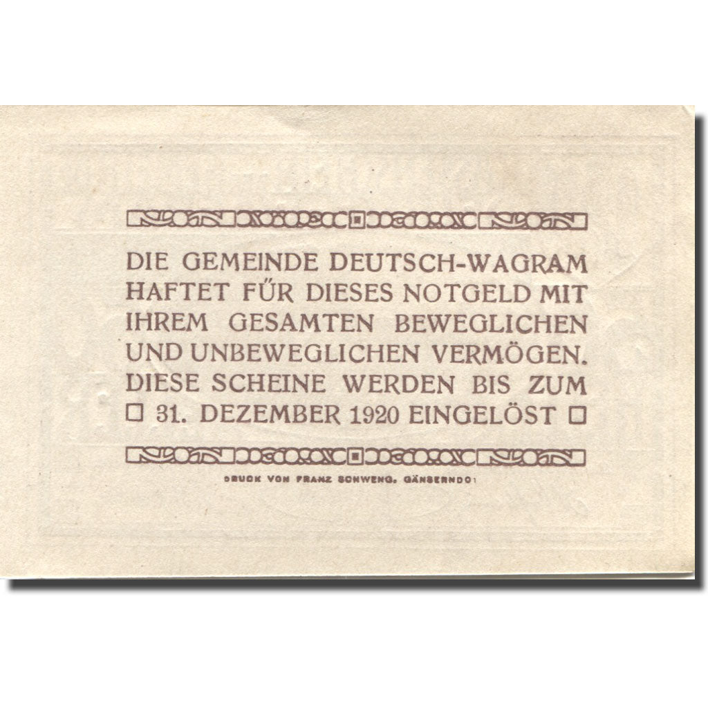 Billete, Austria, Wagram, 50 Heller, Eglise, 1920, 1920-12-31, SC, Mehl:FS 121aB