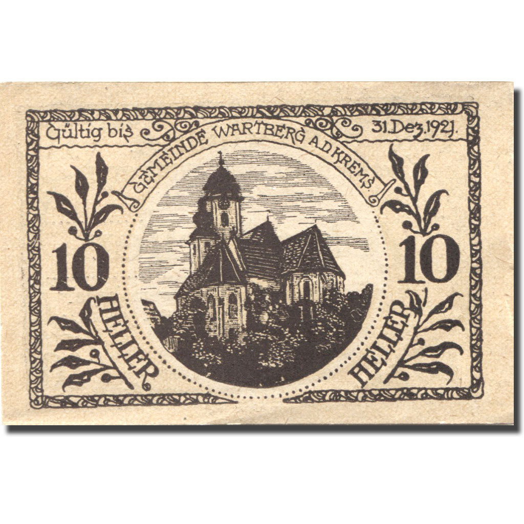 Banknote, Austria, Wartberg, 10 Heller, Eglise, 1921 AU(55-58) Mehl:FS 1141a