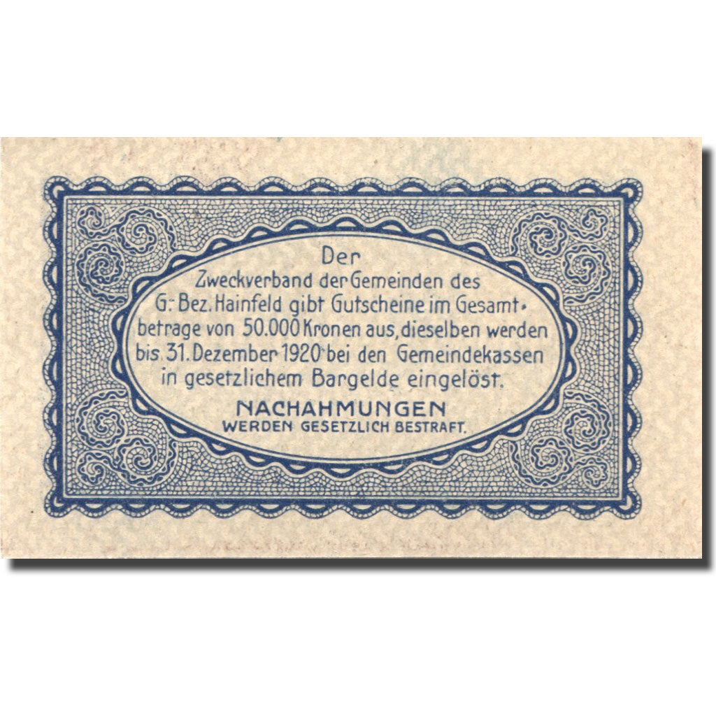 Banconote, Austria, Hainfeld, 20 Heller, château 1, 1920, SPL, Mehl:FS 340a