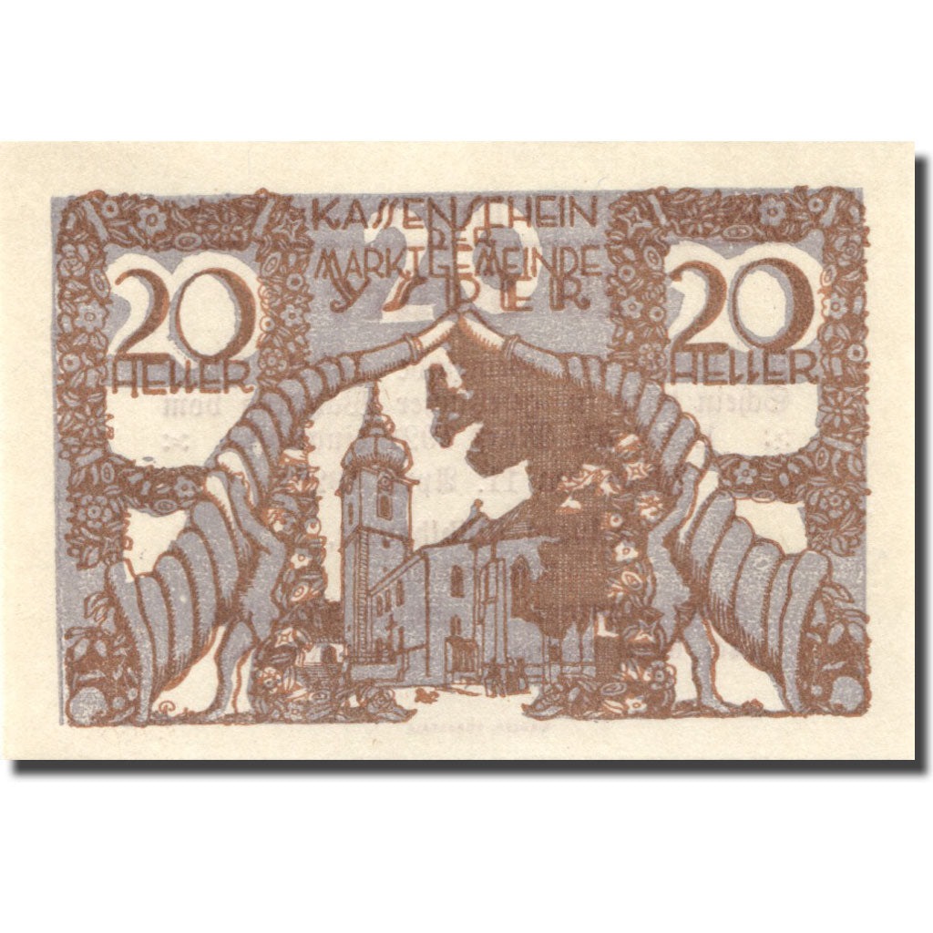 Banconote, Austria, Ysper, 20 Heller, Eglise 1921-03-31, SPL Mehl:FS 1261a