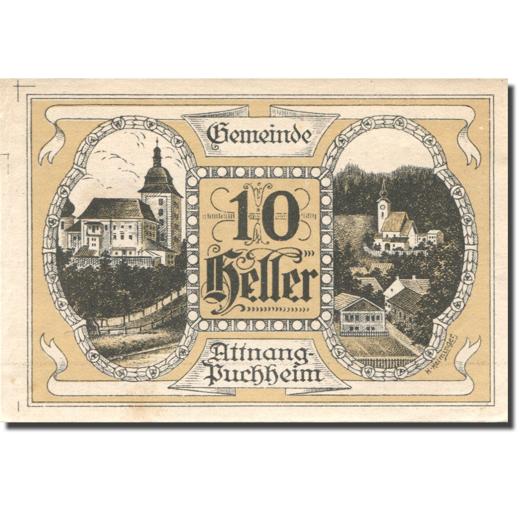 Biljet, Oostenrijk, Attnang-Puchheim, 10 Heller, village, 1921 PR Mehl:FS 61I
