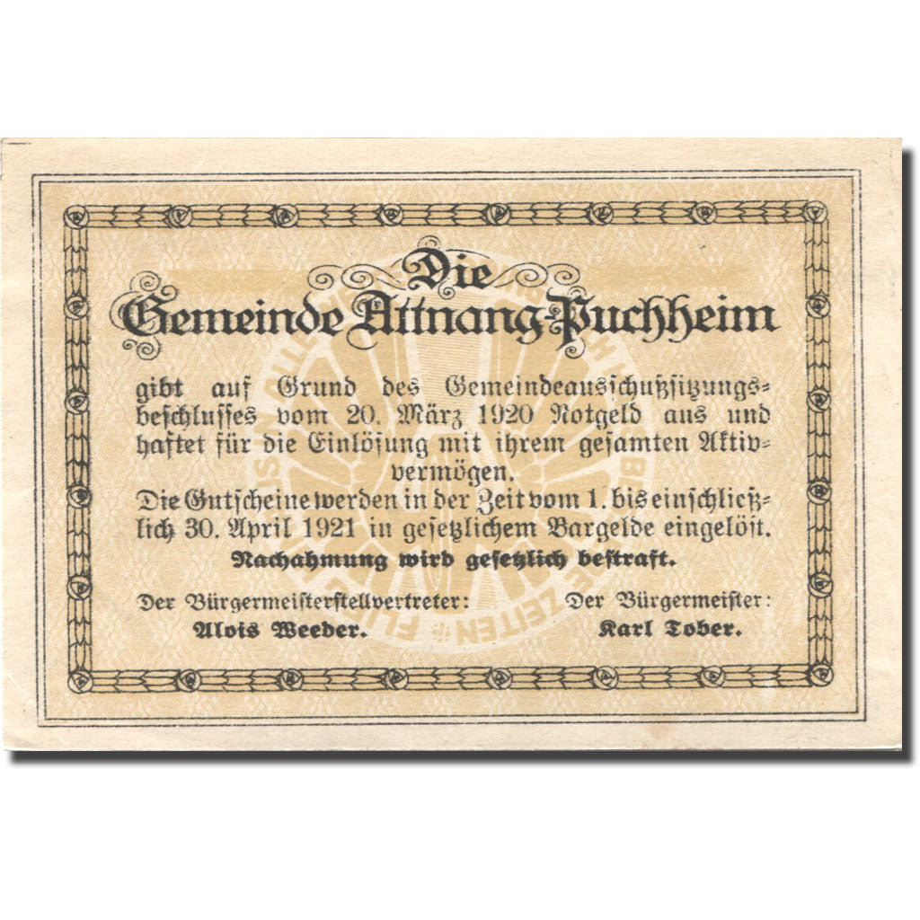 Biljet, Oostenrijk, Attnang-Puchheim, 10 Heller, village, 1921 PR Mehl:FS 61I