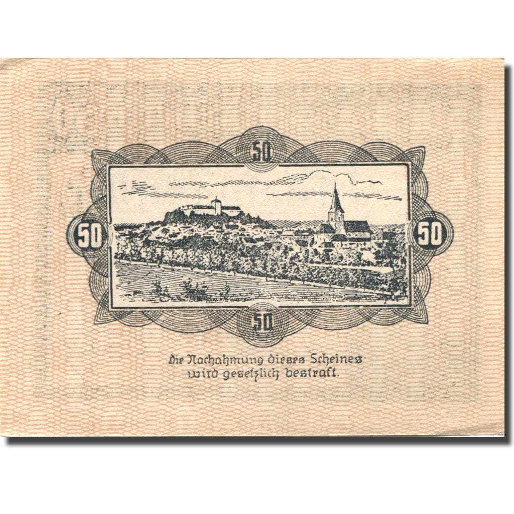 Geldschein, Österreich, Weitra, 50 Heller, château, 1920 UNZ- Mehl:FS 1166f