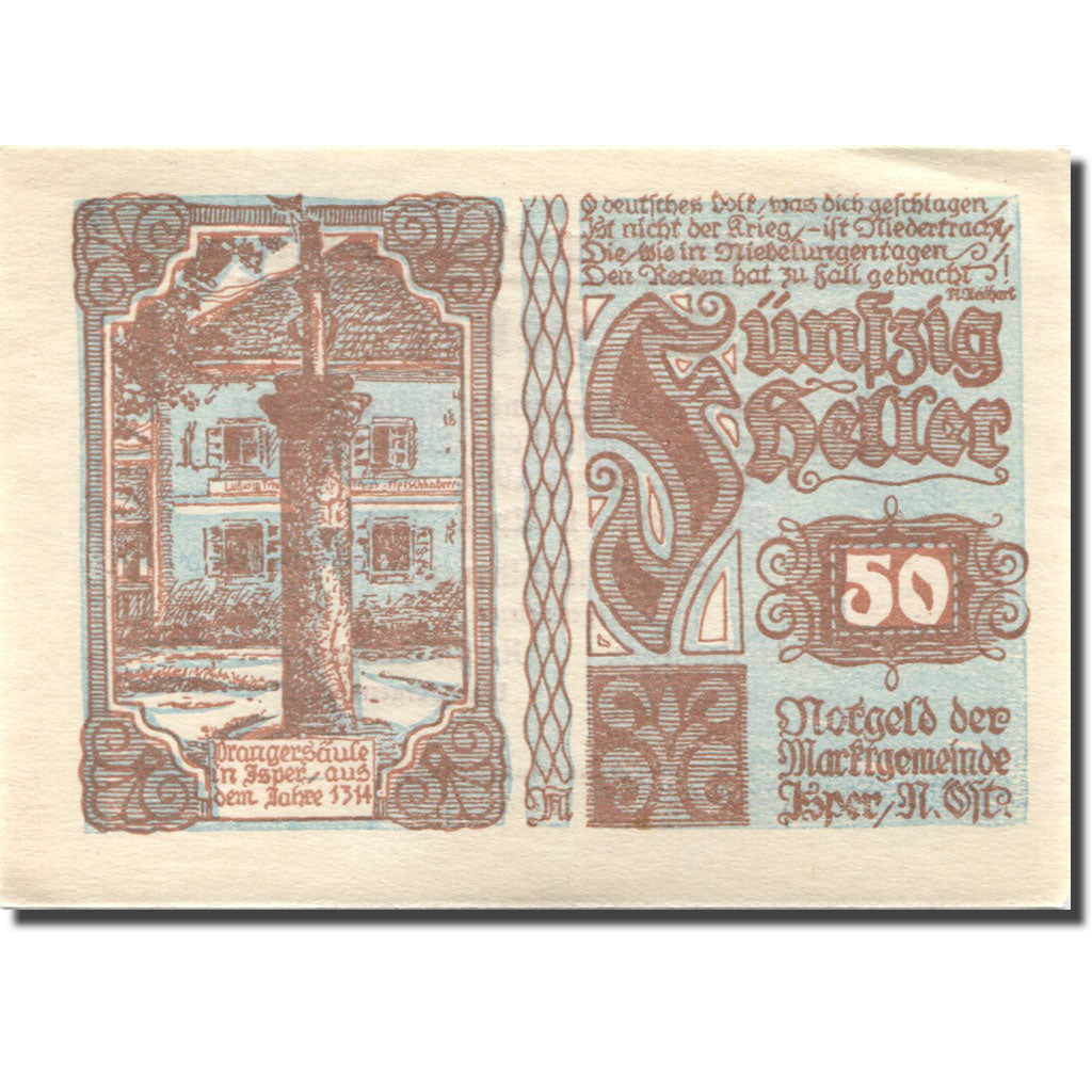 Banconote, Austria, Ysper, 50 Heller, Monument 1921-03-31, SPL  Mehl:FS 1261b