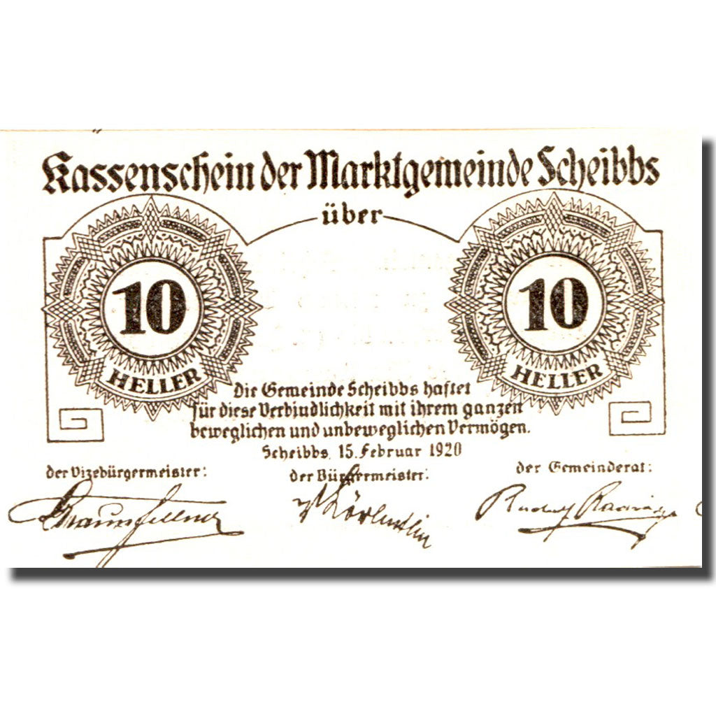 Banconote, Austria, Scheibbs, 10 Heller, valeur faciale, 1920 SPL Mehl:FS 957Ia