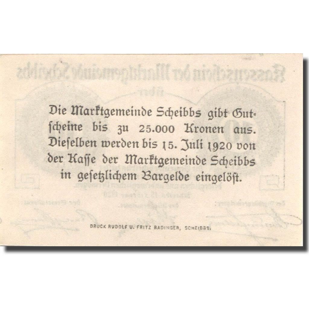 Banconote, Austria, Scheibbs, 10 Heller, valeur faciale, 1920 SPL Mehl:FS 957Ia