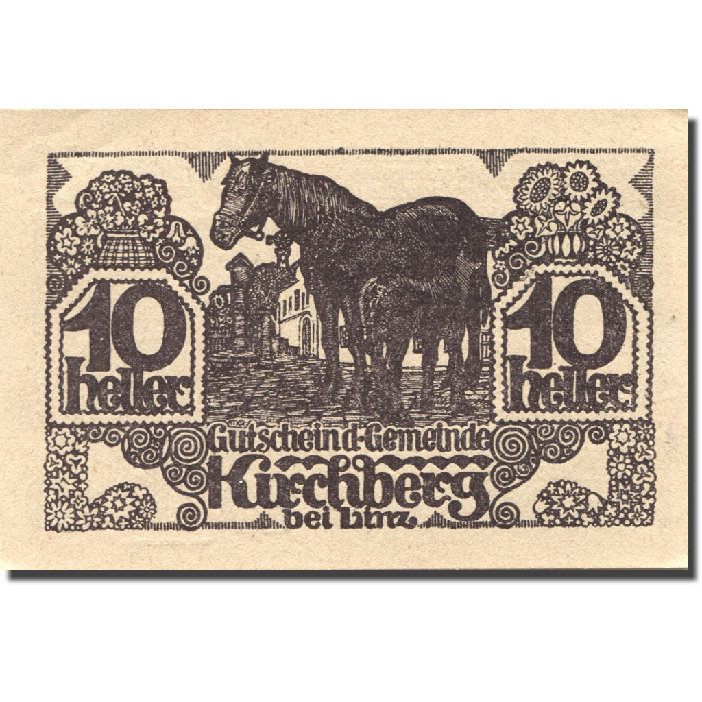 Geldschein, Österreich, Kirchberg, 10 Heller, cheval, 1920 UNZ- Mehl:FS 443a