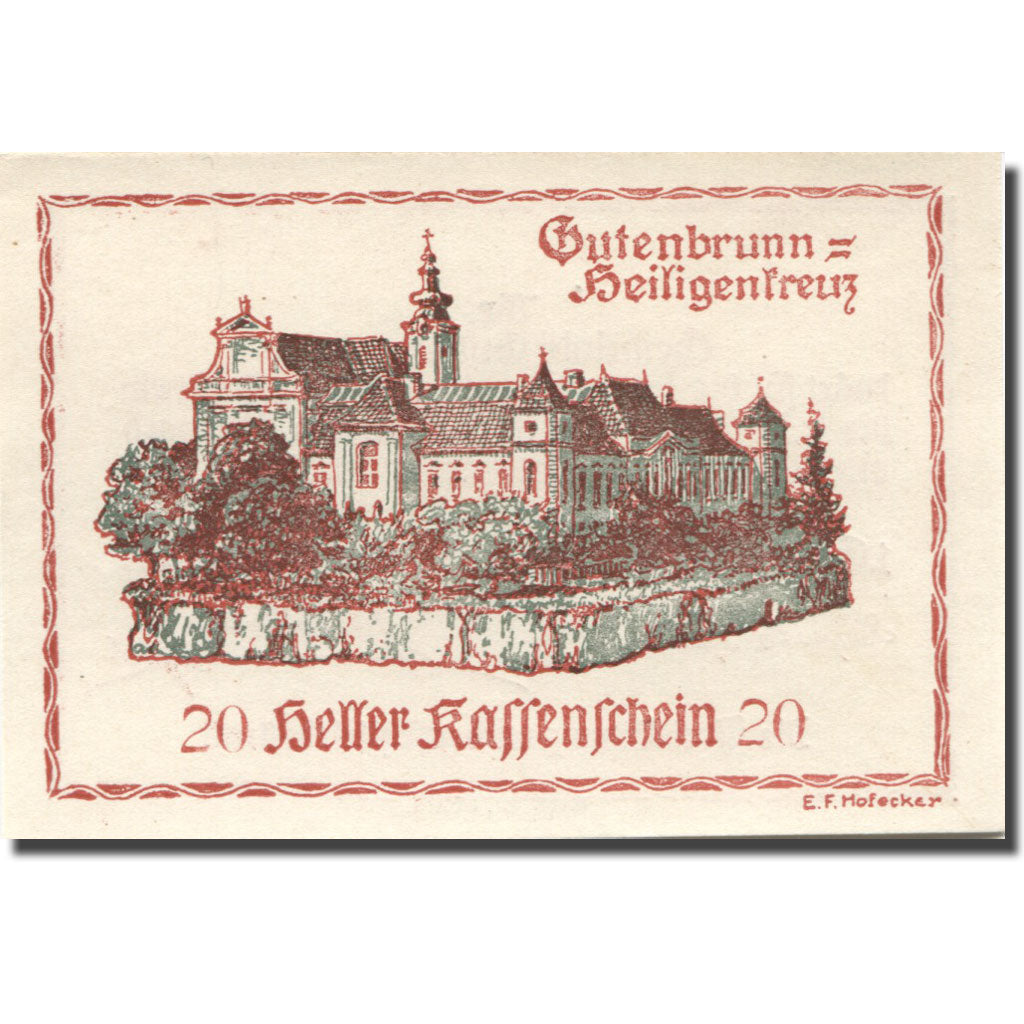 Banconote, Austria, Gutenbrunn, 20 Heller, château, 1920 SPL Mehl:FS 316