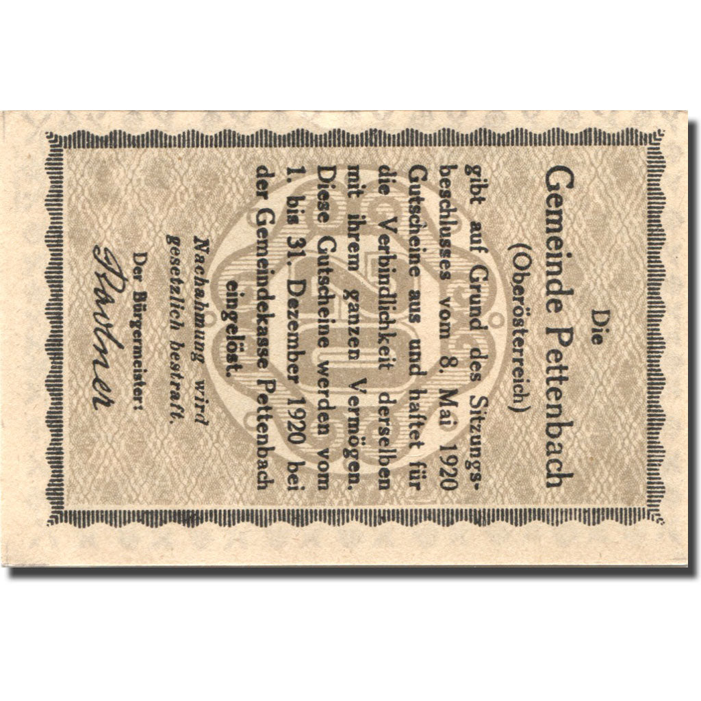 Geldschein, Österreich, Pettenbach, 20 Heller, Eglise, 1920 UNZ- Mehl:FS 738