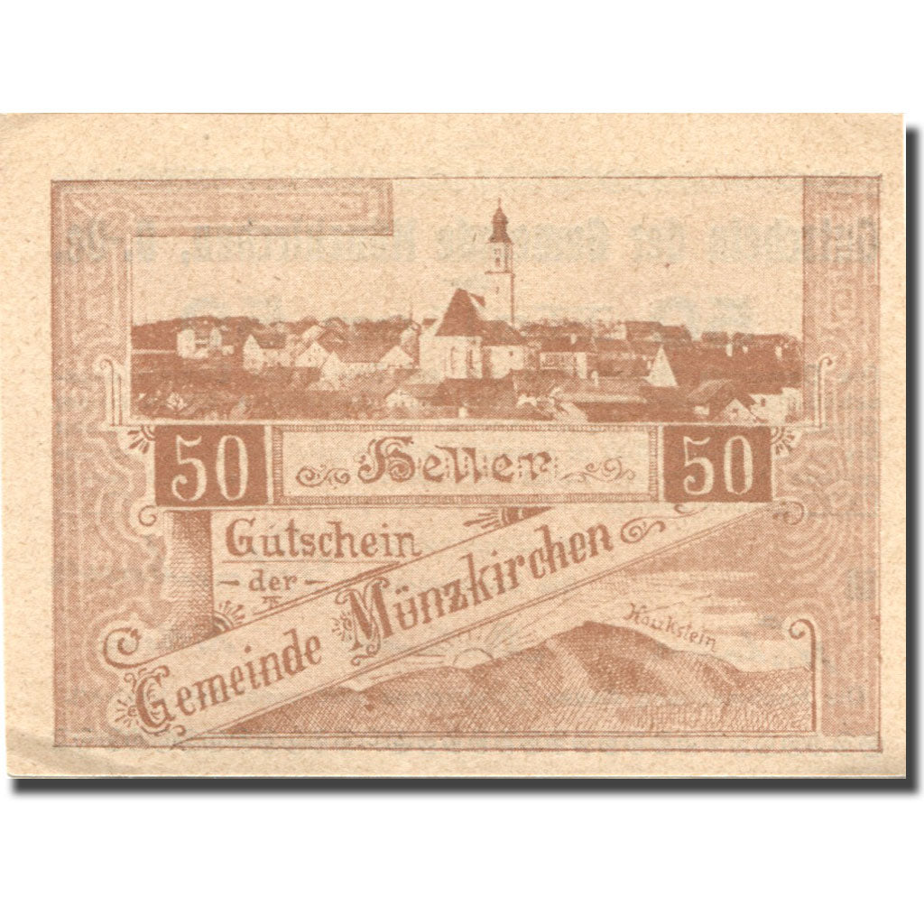Banconote, Austria, Münzkirchen, 50 Heller, village, 1920 SPL Mehl:FS 637