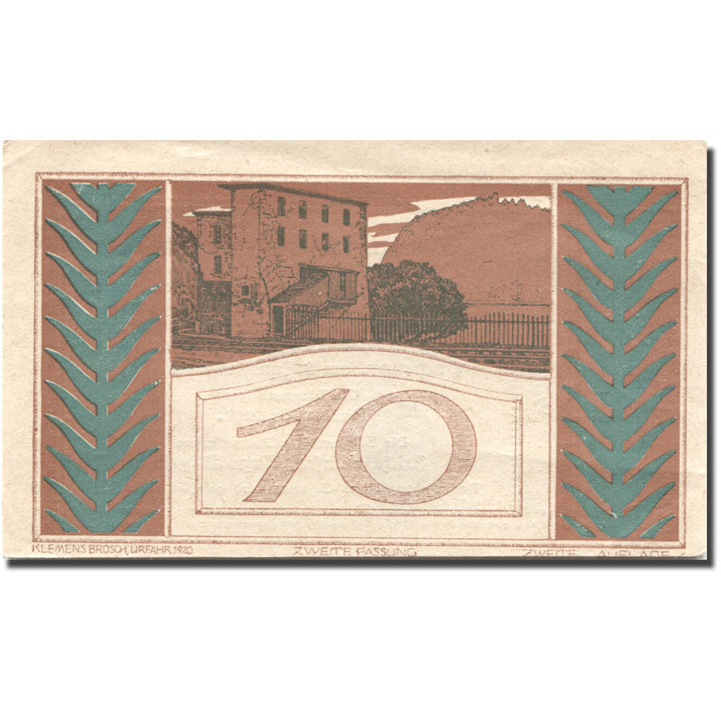 Banconote, Austria, Puchenau, 10 Heller, Maison 1920-12-31, SPL- Mehl:FS 788IIb