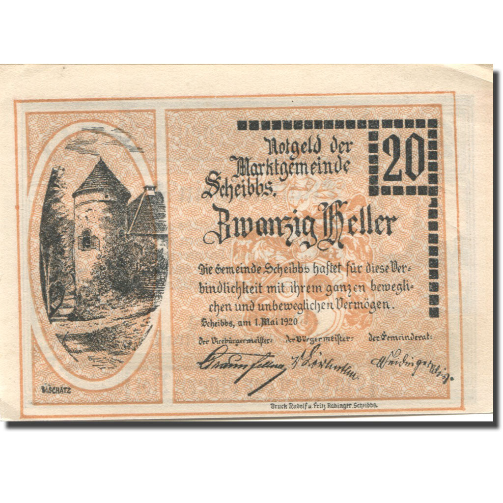 Geldschein, Österreich, Scheibbs, 20 Heller, château, 1920 UNZ- Mehl:FS 957IIb