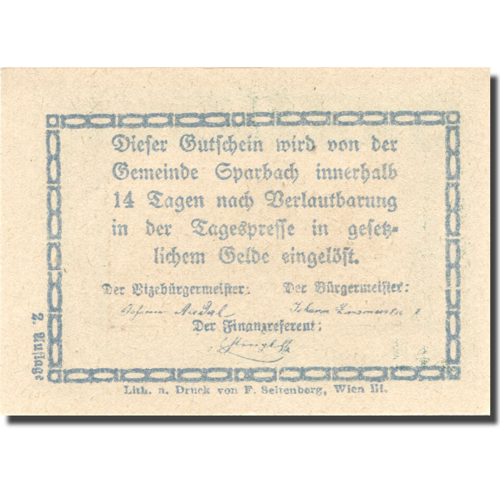 Banknote, Austria, Sparbach N'.O, 5 Heller, village, UNC(63), Mehl:FS 1006a
